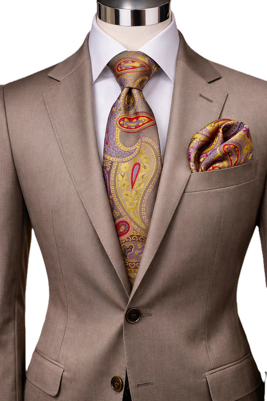 FABRIZIO 6 | MULTICOLOR TAUPE | TIE & POCKET SQUARE