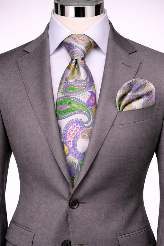FABRIZIO 7 | MULTICOLOR SILVER | TIE & POCKET SQUARE
