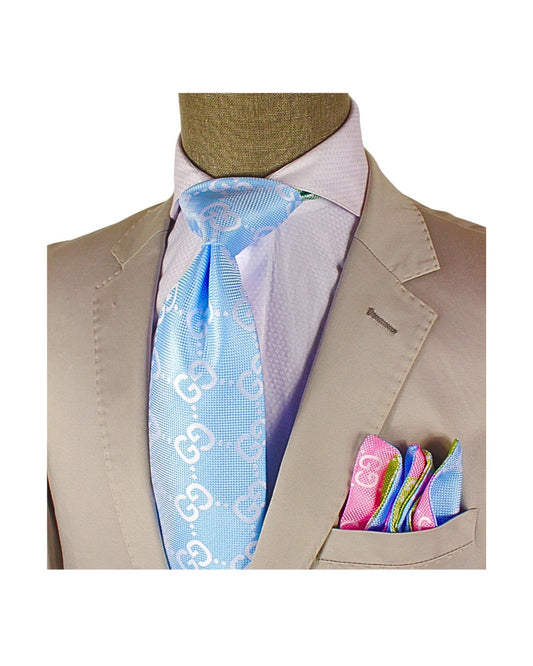 GG C3 | Sky Blue & White | Tie & Pocket Square