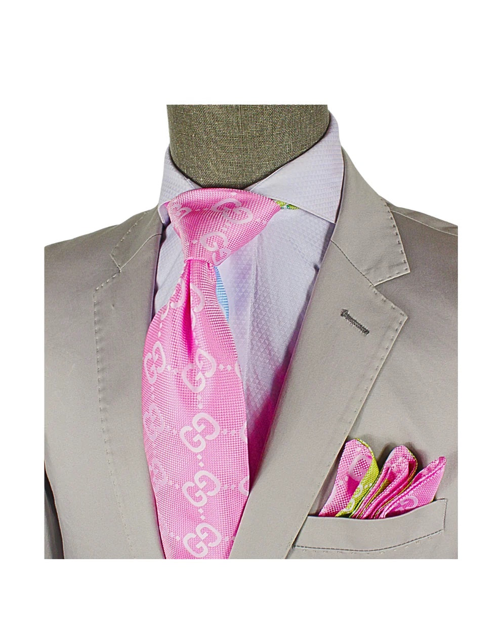 GG C4 | Pink & White | Tie & Pocket Square