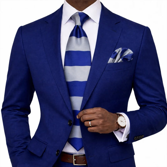 HYMAN ROTH A5 | BLUE & GREY | TIE & POCKET SQUARE