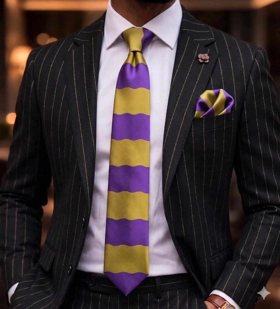 HYMAN ROTH C1 | PURPLE & GOLD | TIE & POCKET SQUARE