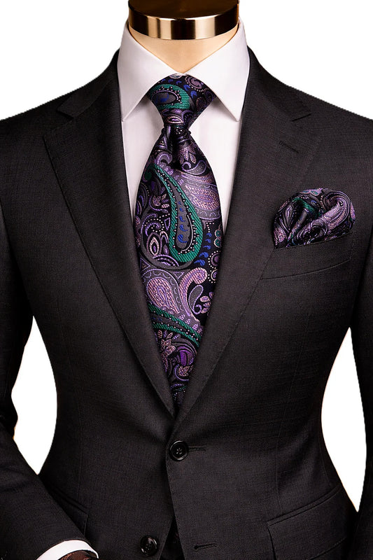 JACK 4 | BLK/LAVENDER/GREY | TIE & POCKET SQUARE