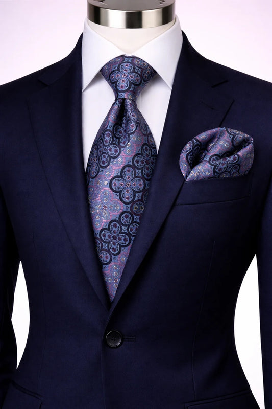 JOHNNY 3 | NAVY & LAVENDER | TIE & POCKET SQUARE