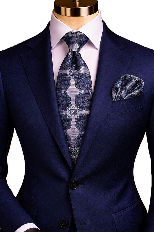 LUCA BRASI 2 | GREY/NAVY/BLK/ | TIE & POCKET SQUARE
