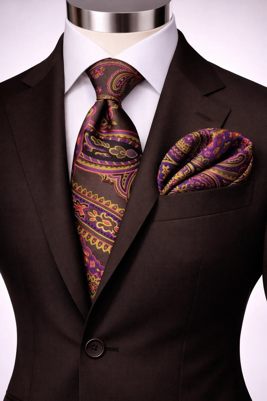 MICHAEL 4 | MULTICOLOR COFFEE | TIE & POCKET SQUARE