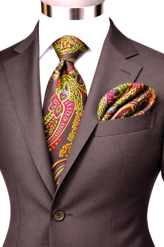MICHAEL 7 | MULTICOLOR BROWN | TIE & POCKET SQUARE