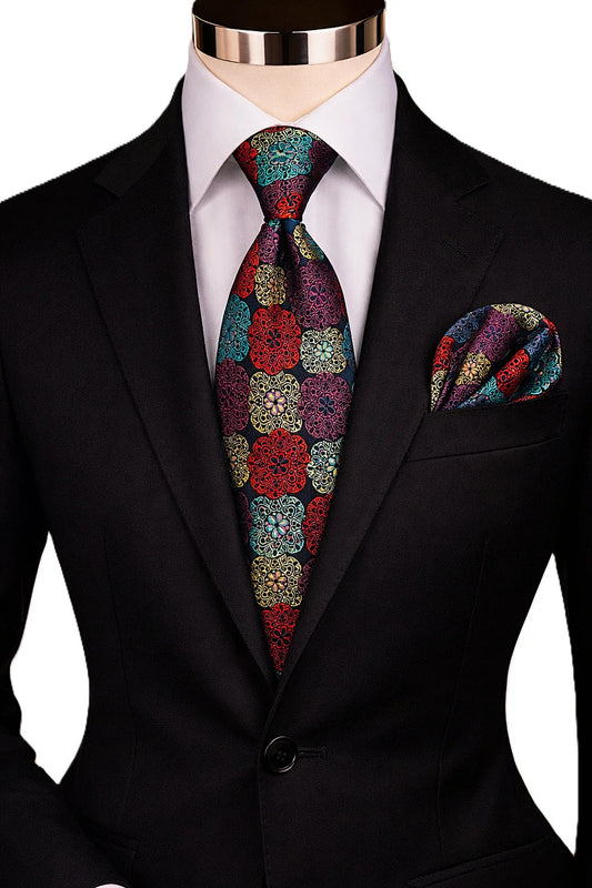 MOE 1 | MULTI COLOR NAVY | TIE & POCKET SQAURE