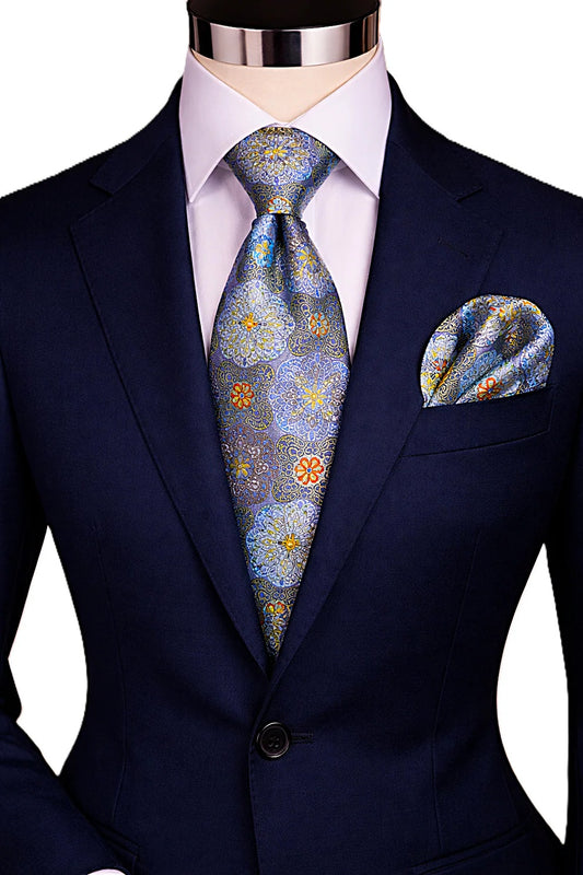 MOE 3 | MULTI COLOR SILVER | TIE & POCKET SQAURE