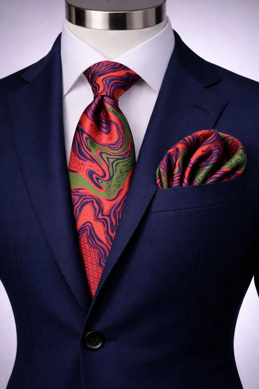 OLYMPIA 8 | RED & ROYAL | TIE & POCKET SQAURE