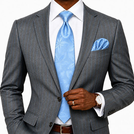SHADOW PAISLEY 5 | LT BLUE | TIE & POCKET SQUARE
