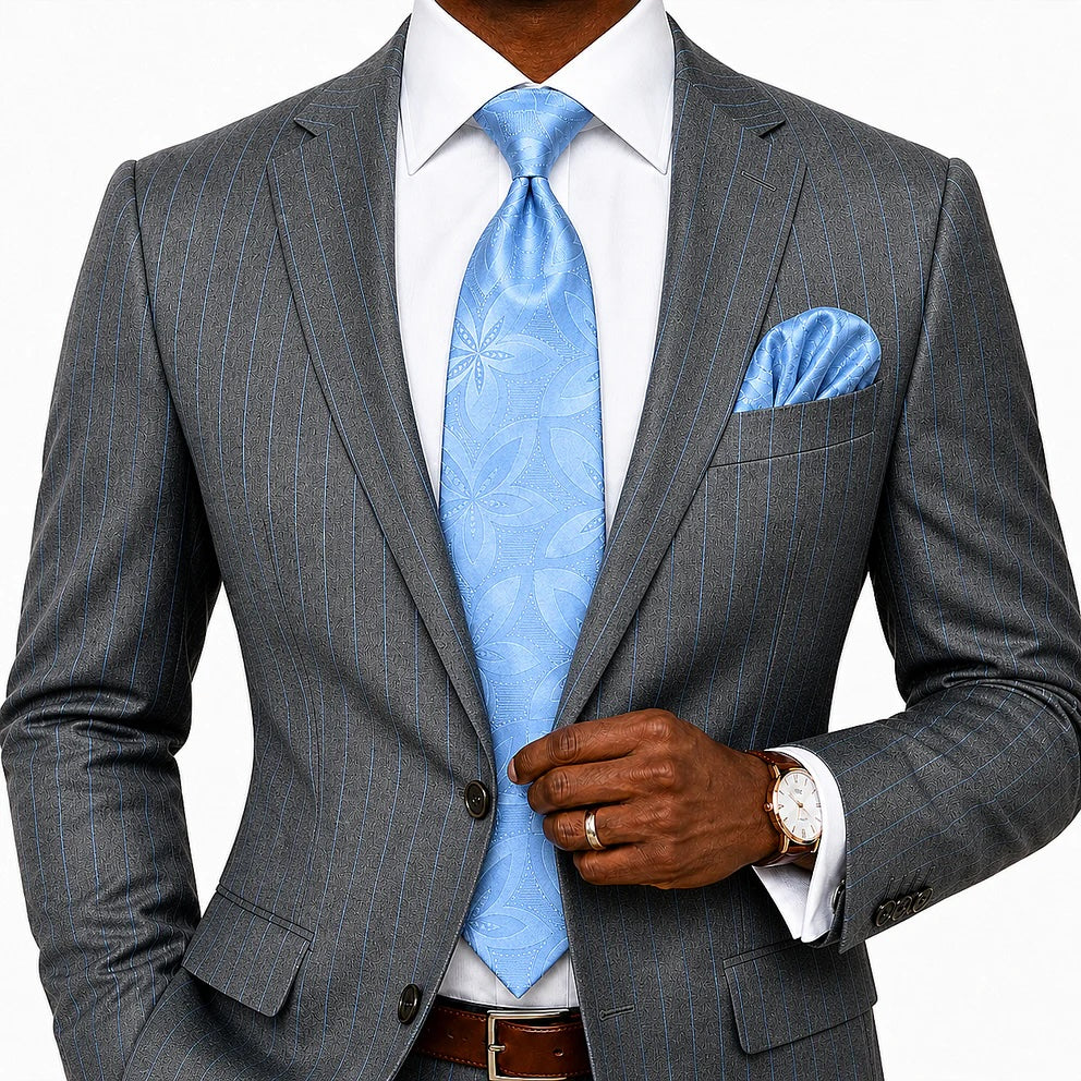 PHATOM ROSE 6 | LT BLUE | TIE & POCKET SQUARE