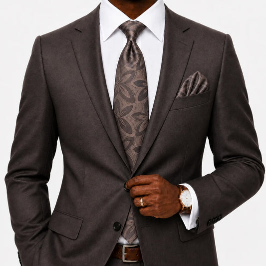 PHATOM ROSE 9 | CHOCOLATE | TIE & POCKET SQUARE