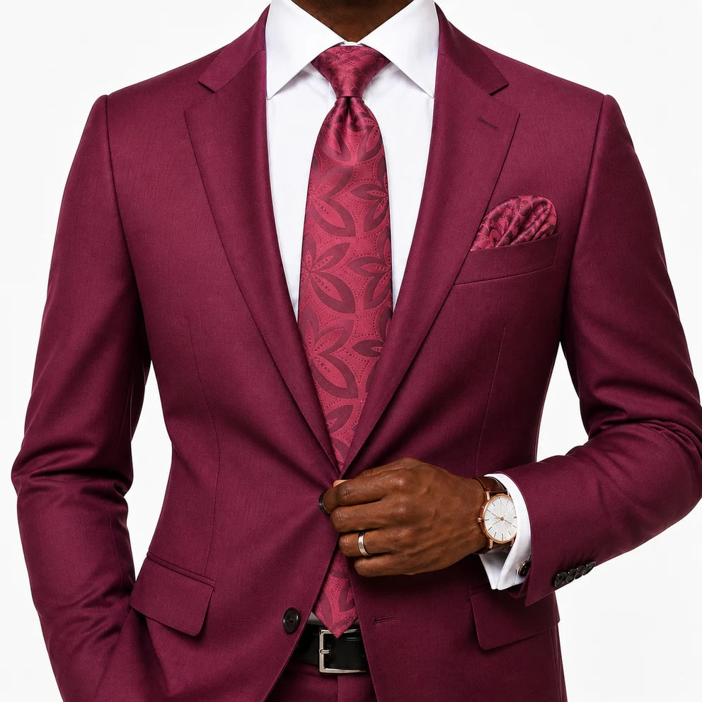 PHATOM ROSE B1 | WINE | TIE & POCKET SQUARE