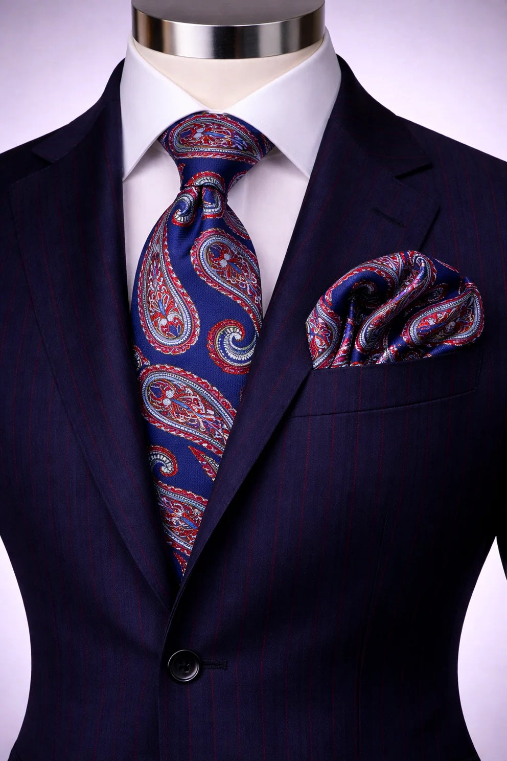 ROCCO 2 | BLUE/RED/GREY | TIE & POCKET SQAURE