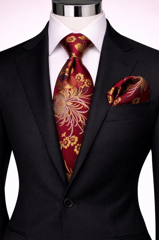 SHANGHAI 1 | RED & GOLD | TIE & POCKET SQUARE