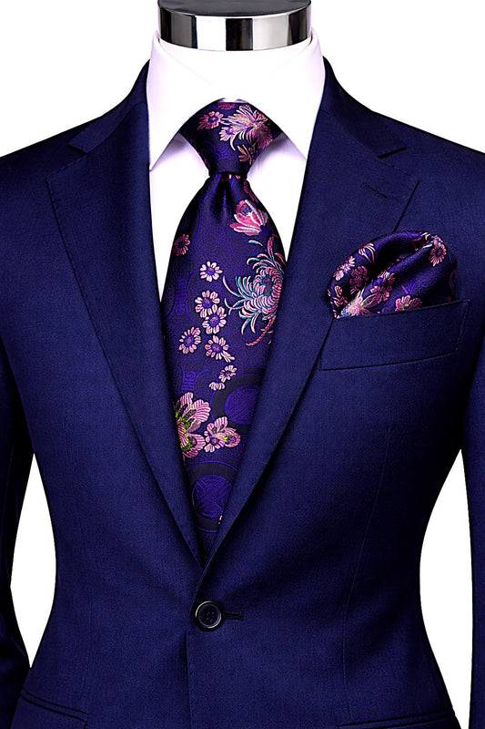 SHANGHAI 2 | PURPLE & NAVY | TIE & POCKET SQUARE