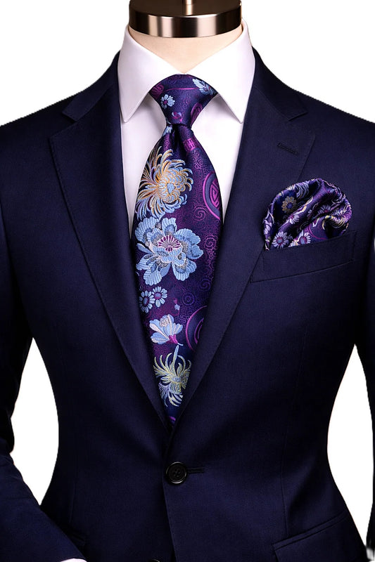 SHANGHAI 6 | NAVY & FUSCHIA | TIE & POCKET SQUARE