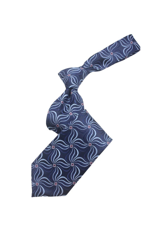 Sheikh 3 | Navy & Sky Geometric | Tie & Pocket Square