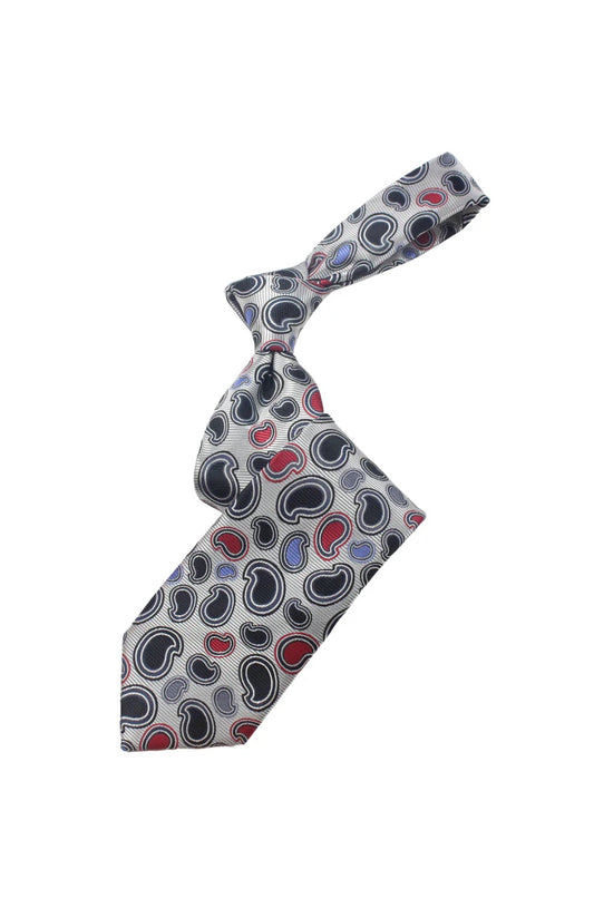 Wonderland 9 | Multi Color Silver Paisley | Tie & Pocket Square