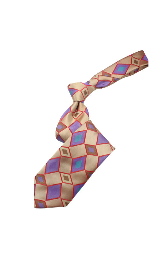 Burj Khalifa 10 | Multi Color Tan Geometric | Tie & Pocket Square