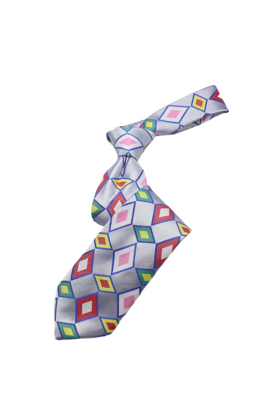 Burj Khalifa 3 | Multi Color Silver Geometric | Tie & Pocket Square