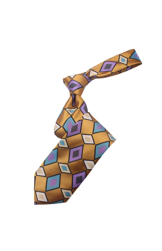Burj Khalifa 4 | Multi Color Burnt Orange Geometric | Tie & Pocket Square