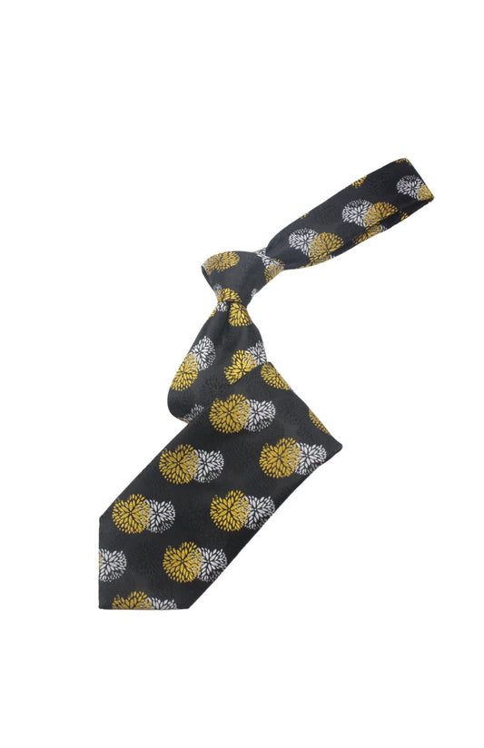 Doha 1 | Black Yellow & White Floral | Tie & Pocket Square