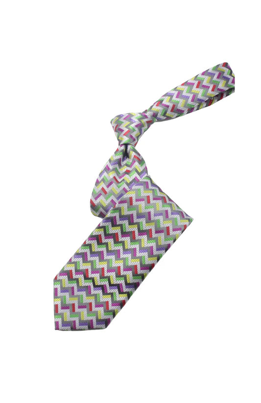 Dubai Museum 2 | Multi Color Silver Geomteric | Tie & Pocket Square