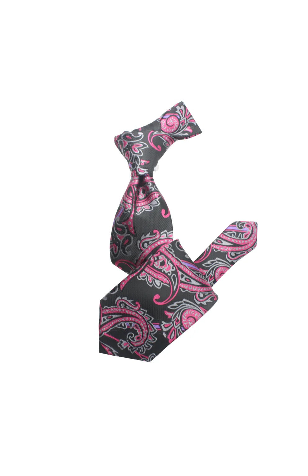 Krazy Paisley C1 | Black & Fushia | Tie & Pocket Sqaure
