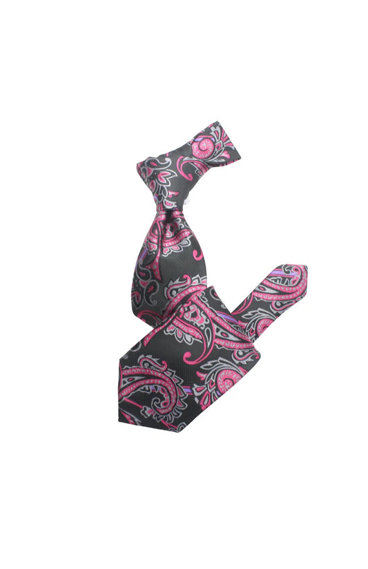 Krazy Paisley C1 | Black & Fushia | Tie & Pocket Sqaure
