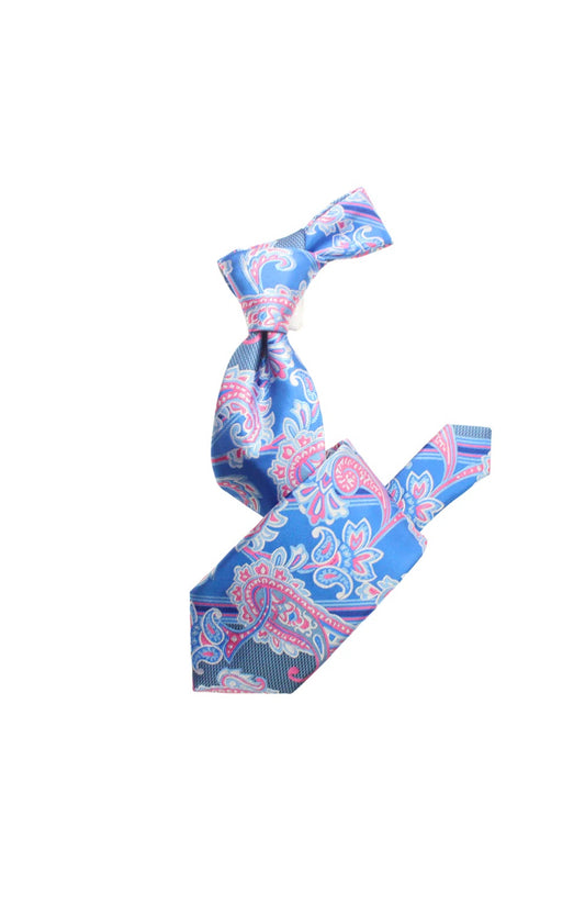 Krazy Paisley C3 | Blue & Pink | Tie & Pocket Sqaure