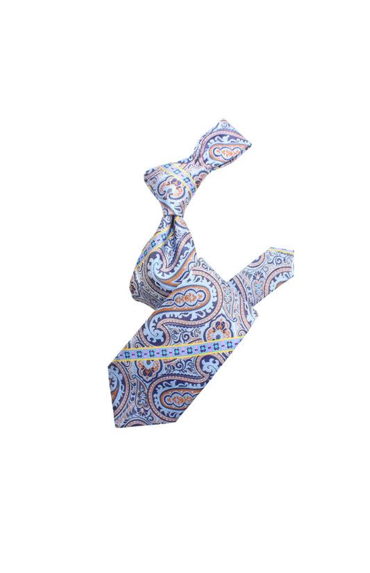 Krazy Paisley E2 | Sky Blue & Brown | Tie & Pocket Sqaure