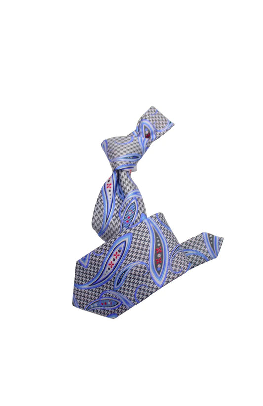 Krazy Paisley G3 | Silver Blue & Blk | Tie & Pocket Sqaure