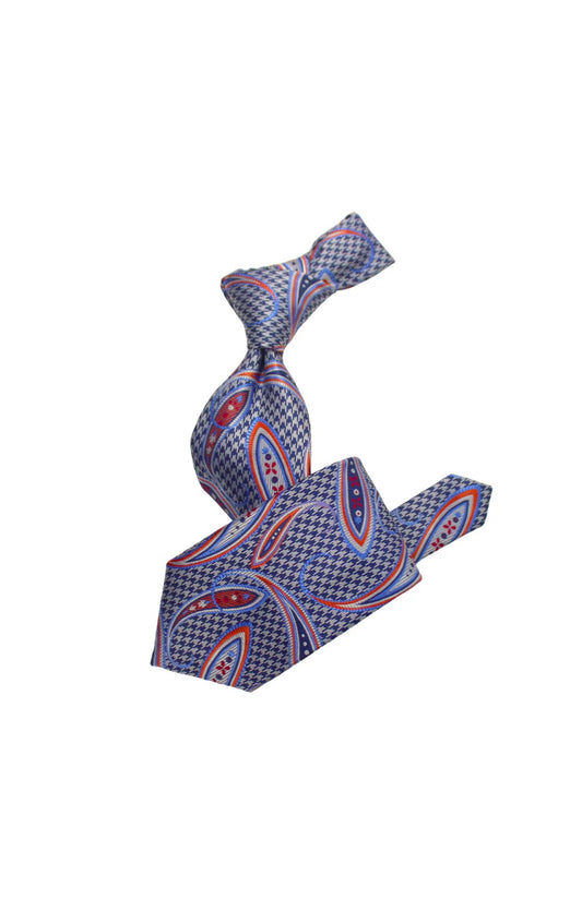 Krazy Paisley G5 | Grey Navy & Orange | Tie & Pocket Sqaure