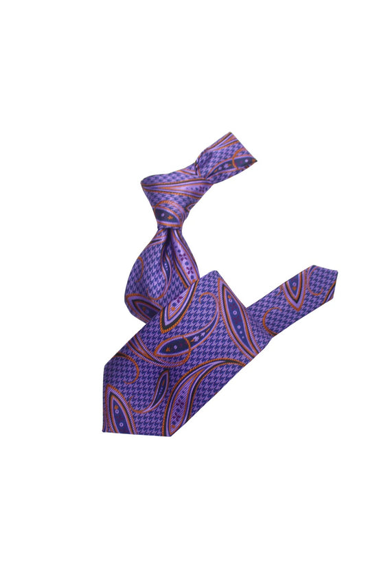 Krazy Paisley G6 | Lavender Navy & Tan | Tie & Pocket Sqaure
