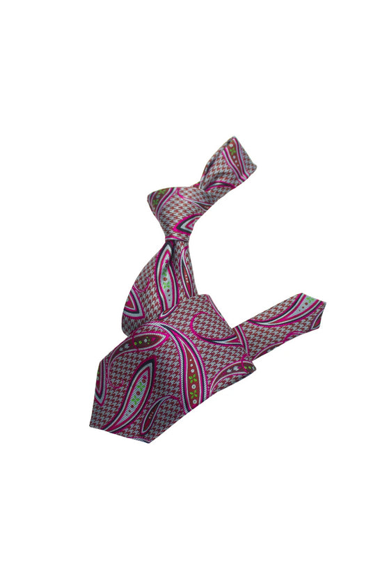 Krazy Paisley G7 | Brown Teal & Fushia | Tie & Pocket Sqaure