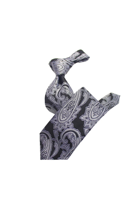 Krazy Paisley i11 | Black & Grey | Tie & Pocket Sqaure