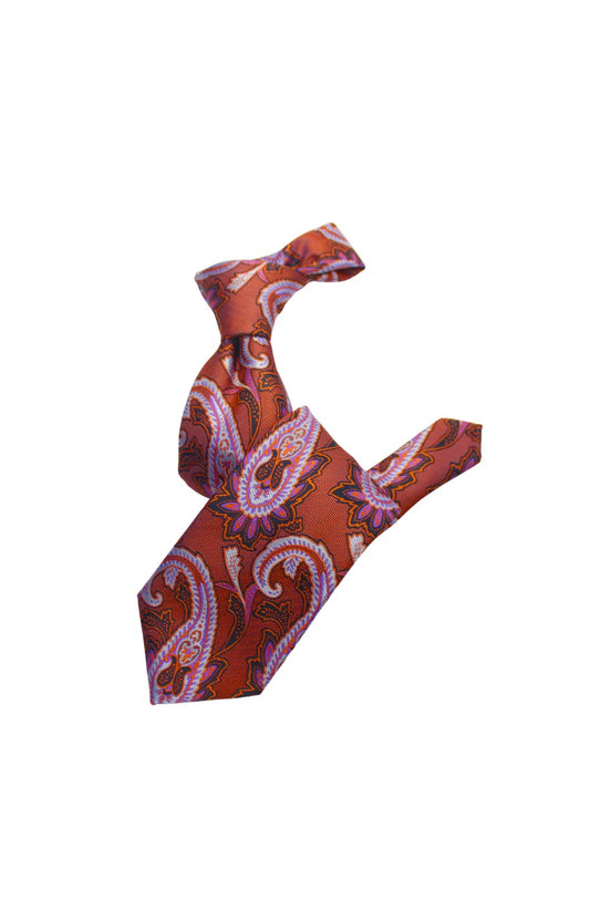 Krazy Paisley i6 | Rust Lavender & Blk | Tie & Pocket Sqaure