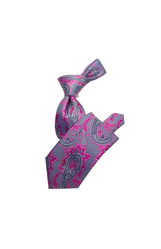 Krazy Paisley i8 | Grey & Pink | Tie & Pocket Sqaure