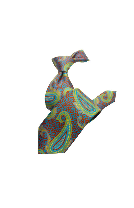 Krazy Paisley K2 | Carmel Green & Teal | Tie & Pocket Sqaure