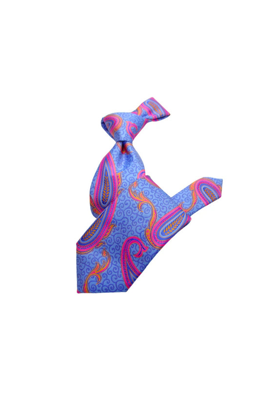 Krazy Paisley K8 | Blue Pink & Peach | Tie & Pocket Sqaure