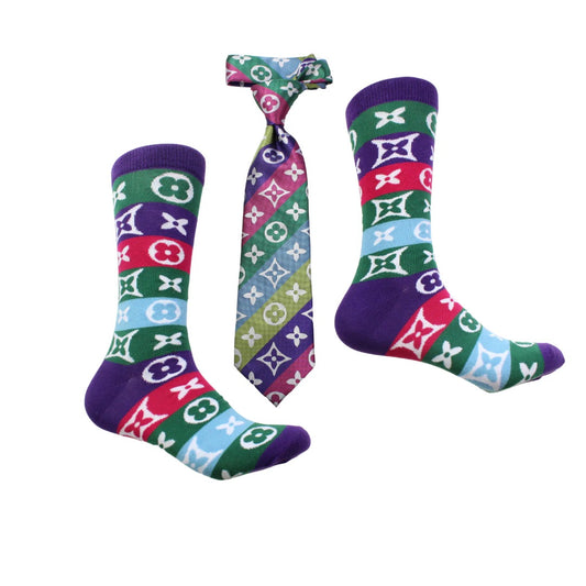 LV Stripe 1 | Multi Color | Tie & Sock Combo