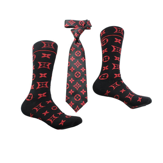 LV A7 | Black & Red | Tie & Sock Combo
