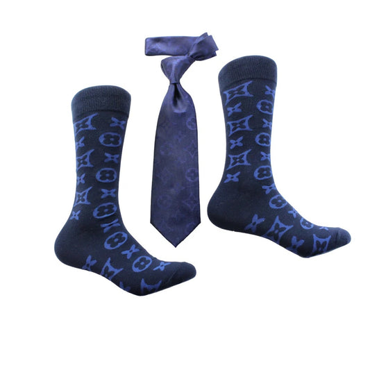 LV Solid 3 & LV 1 Sock | Navy | Tie & Sock Combo