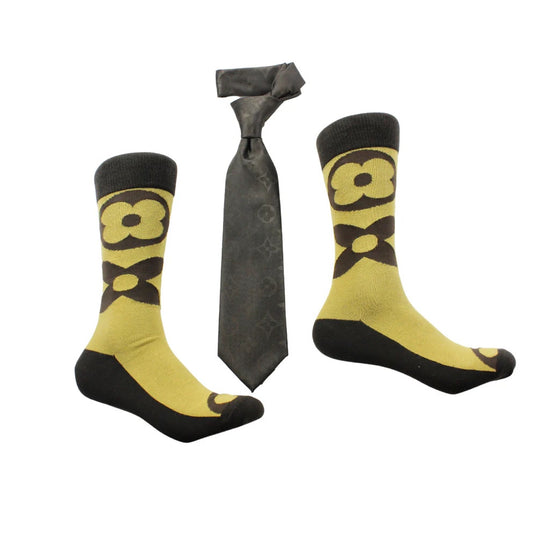 LV Solid 1 & LV A3 | Brown & Gold | Tie & Sock Combo
