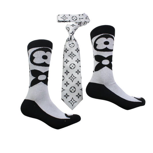 LV A4 | White & Black | Tie & Sock Combo