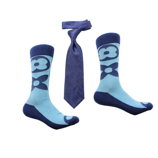 LV Solid 3 & LV A6 | Navy & Sky Blue | Tie & Sock Combo