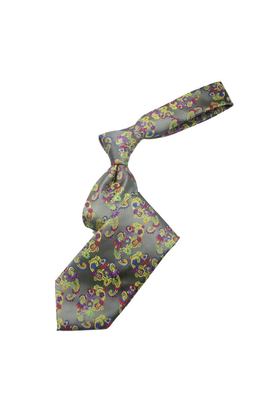Miracle Garden 2 | Multi Color Light Grey Paisley | Tie & Pocket Square