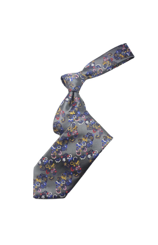 Miracle Garden 4 | Multi Color Grey Paisley | Tie & Pocket Square